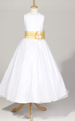 Sleeveless Organza And Satin Wedding/Party Flower Girl Dress