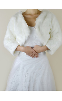 Nice 3/4-Length Sleeve Faux Fur Evening/Wedding Jacket/Wrap