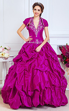 Ball Gown Halter Floor-length Taffeta Evening Dress With A Wrap
