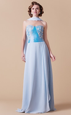bainha / coluna namorada do assoalho-comprimento chiffon e mãe tafetá do vestido de noiva com um envoltório