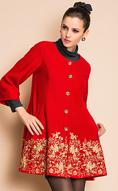 TS VINTAGE Gold Embroidery Wool Blend Dolly Coat