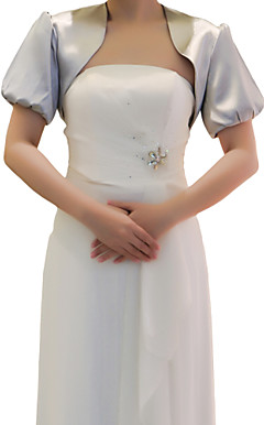 Beautiful Short Puff Sleeve Satin Evening/Wedding Wrap/Jacket (More Colors)