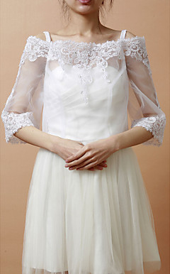 Halvparten Sleeve Rayon Evening / Wedding Wrap / Jakke Med applikasjoner