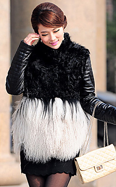 Manches longues en fourrure d'agneau / mouton du Tibet fourrure / cuir d'agneau Casual / Parti Jacket