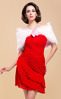 Elegant Faux Fur With Ribbons Wedding / Special Occasion Shawl / Wrap