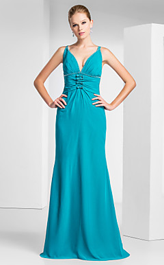 Trumpet/Mermaid V-neck Floor-length Chiffon Evening Dress