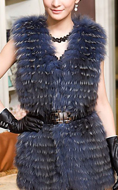 Belle fourrure de raton laveur sans col Casual / Parti Vest (plus de couleurs)