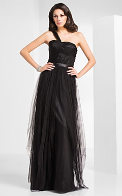 Mantel / Spalte einer Schulter bodenlangen Chiffon Abendkleid