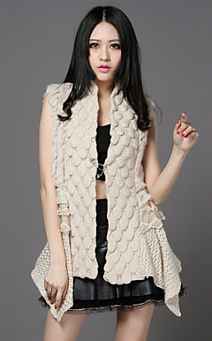 Fashion Collarless Sweater/Rabbit Fur Casual/Party Vest(More Colors)