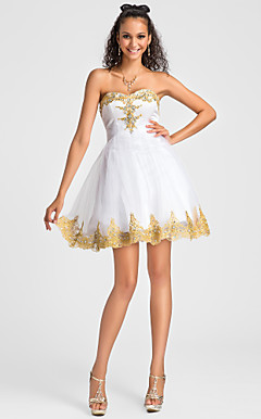 bola vestido de tule namorada curto / mini vestido de cocktail de cetim e