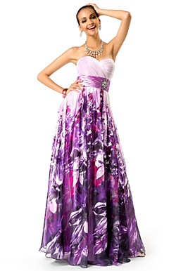 A-line/Princess Sweetheart Floor-length chiffon avondjurk