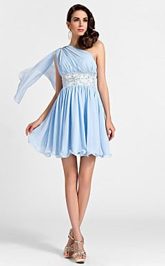 A-line One Shoulder Short/Mini Chiffon Bridesmaid Dress