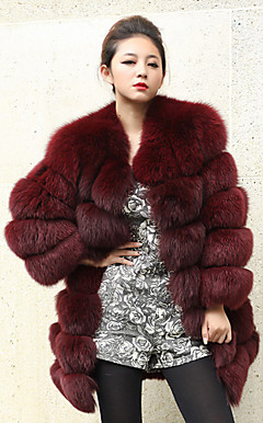 Manches longues col en fourrure de renard Casual / Parti Manteau
