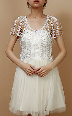 Nice Short Sleeve Polyester Evening/Casual Wrap/Jacket With Beads (More Colors)