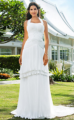 Mantel / Spalte Liebsten Gericht Zug Chiffon Spitze Brautkleid