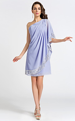 kappe / kolonne ene skulder knælang chiffon cocktail kjole
