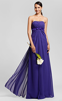Sheath/Column Strapless Floor-length Chiffon Bridesmaid Dress