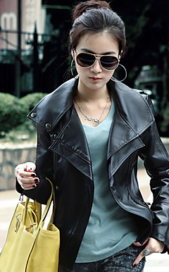 Long Sleeve Turndown Collar PU Casual/Party Jacket(More Colors)