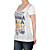  lettere ricamo breve stampate senza maniche scollo tondo strisce donne t-shirt (8502bc009-0736)