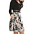  Printed Patterns Flower Decorations Pleated Long Sleeves Round Neckline Dress / Women's Dresses (FF-1801BF014-0736)