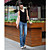  3seasons inicialização lavagem do vintage cortar jeans stretch