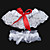  2 piezas de encaje preciosa, con ligas de raso de la boda bowknot