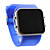  Silicone Band Women Men Unisex Jelly Sport Style Square Mirror LED Wrist Watch - Blue