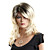  capless synthétique de haute qualité blonds de longueur moyenne et mode noir bouclés perruque