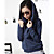  Women'S Long Sleeve Oblique Zipper Cardigan Slim Temperament Hooded Sweater Coat