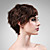  capless parrucca 100% capelli umani breve di alta qualità naturale sguardo scuro parrucca castano capelli ricci (0463-lpp570)