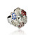  Pretty Alloy Flower Design Crystal Ring Watch