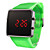  Orologio LED sportivo, unisex, con quadrante quadrato, cinturino in silicone - Verde