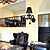  Black Crystal Wall Light with Fabric Shade