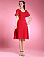 A-line Princess V-neck Knee-length Chiffon Mother of the Bride Dress