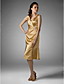  Sheath/ Column V-neck Knee-length Charmeuse Bridesmaid/ Wedding Party Dress
