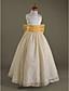  A-line Scoop Floor-length Satin And Lace Flower Girl Dress