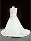 Prinzessin Schatz Kapelle Zug Satin plus size Hochzeitskleid mit Perlenstickerei