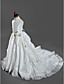  Ball Gown Spaghetti Straps Court Train Taffeta Satin Flower Girl Dresses / First Communion Dresses