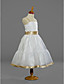  A-line Spaghetti Straps Tea-length Satin Tulle Junior Bridesmaid Dress