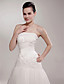  a-line Strapless Gericht Zug Satin Organza Tiered Brautkleid