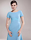  A-line Scoop Sweep/Brush Train Stretch Satin Chiffon Mother of the Bride Dress