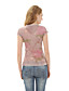  cotone / rosa perline effetto strappo stampato T-Shirt / T-shirt (ff-8502be006-0813)