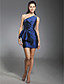  Taffeta Sheath/ Column One Shoulder Short/Mini Beaded Cocktail Dress inspired by Grammy