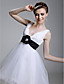  Ball Gown V-neck Short/Mini Tulle Over Satin Cocktail Dress