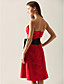  A-line Strapless Knee-length Satin Bridesmaid/Wedding Party Dress