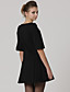 Cotton / Double Breasted Half Sleeves Round Neckline Pleated Dress / Women's Dresses (FF-B-BJ1058016)