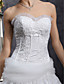  A-line Strapless Floor-length Taffeta Tulle Wedding Dress
