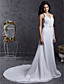  Chiffon Sheath/Column Wedding Dress with Beaded Embroidered and Button Back