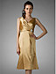  Sheath/ Column V-neck Knee-length Charmeuse Bridesmaid/ Wedding Party Dress