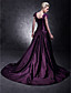  Taffeta A-line V-neck Court Train Evening Dress inspired by Taylor Swift